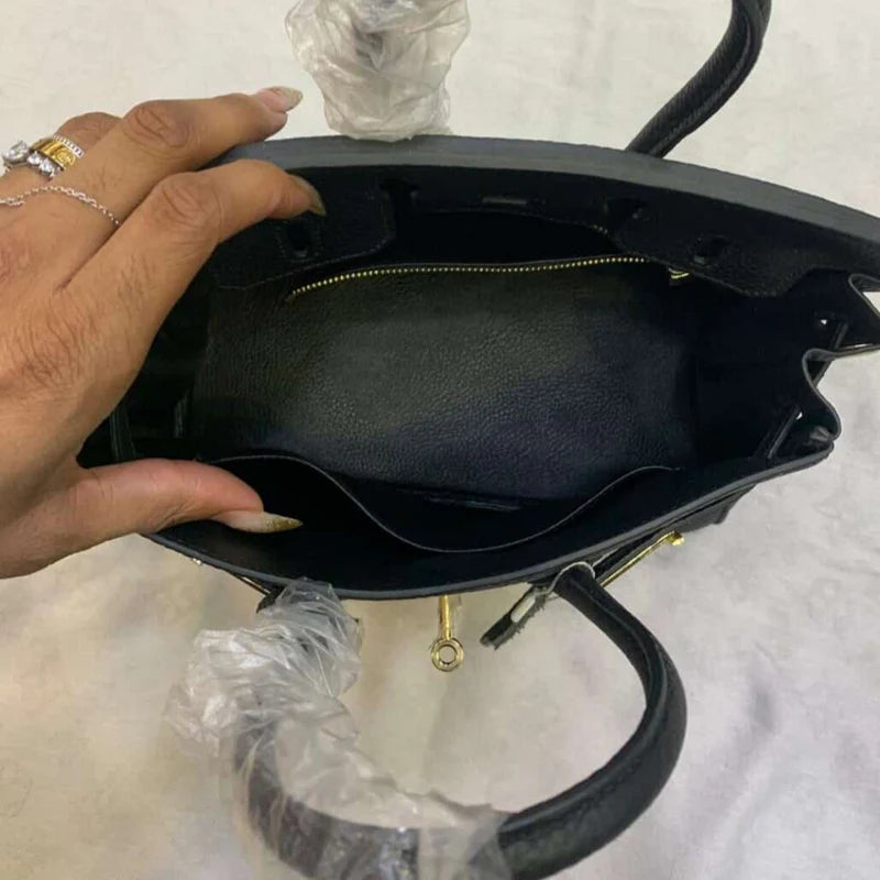 Bag 25 Brk HSS Cr / GryTr in Tg Black with Brushed Gold Hardware